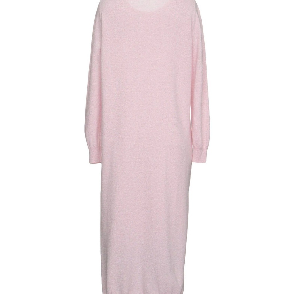 Italian cashmere/lana wool/ viscose Elegant Pink w silver metal mesh Knit Dress